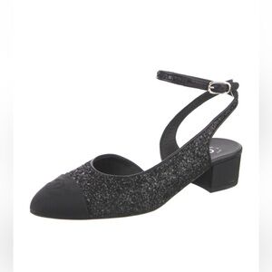 Chanel interlocking CC Slingback - Black Glitter Women's Shoes